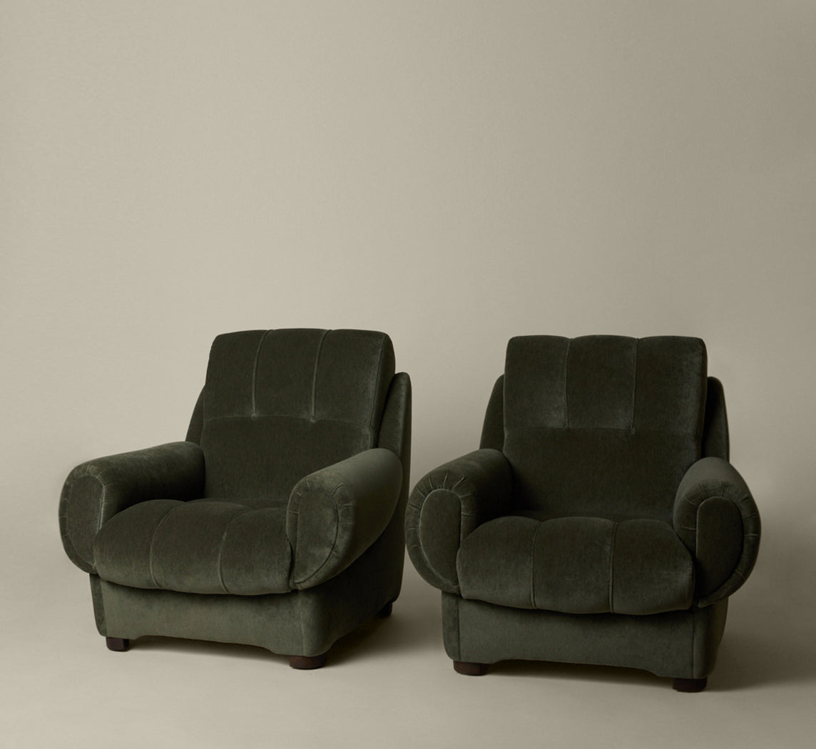 PIERCE & WARD VITTI CHAIR IN DEEP SAGE MOHAIR
