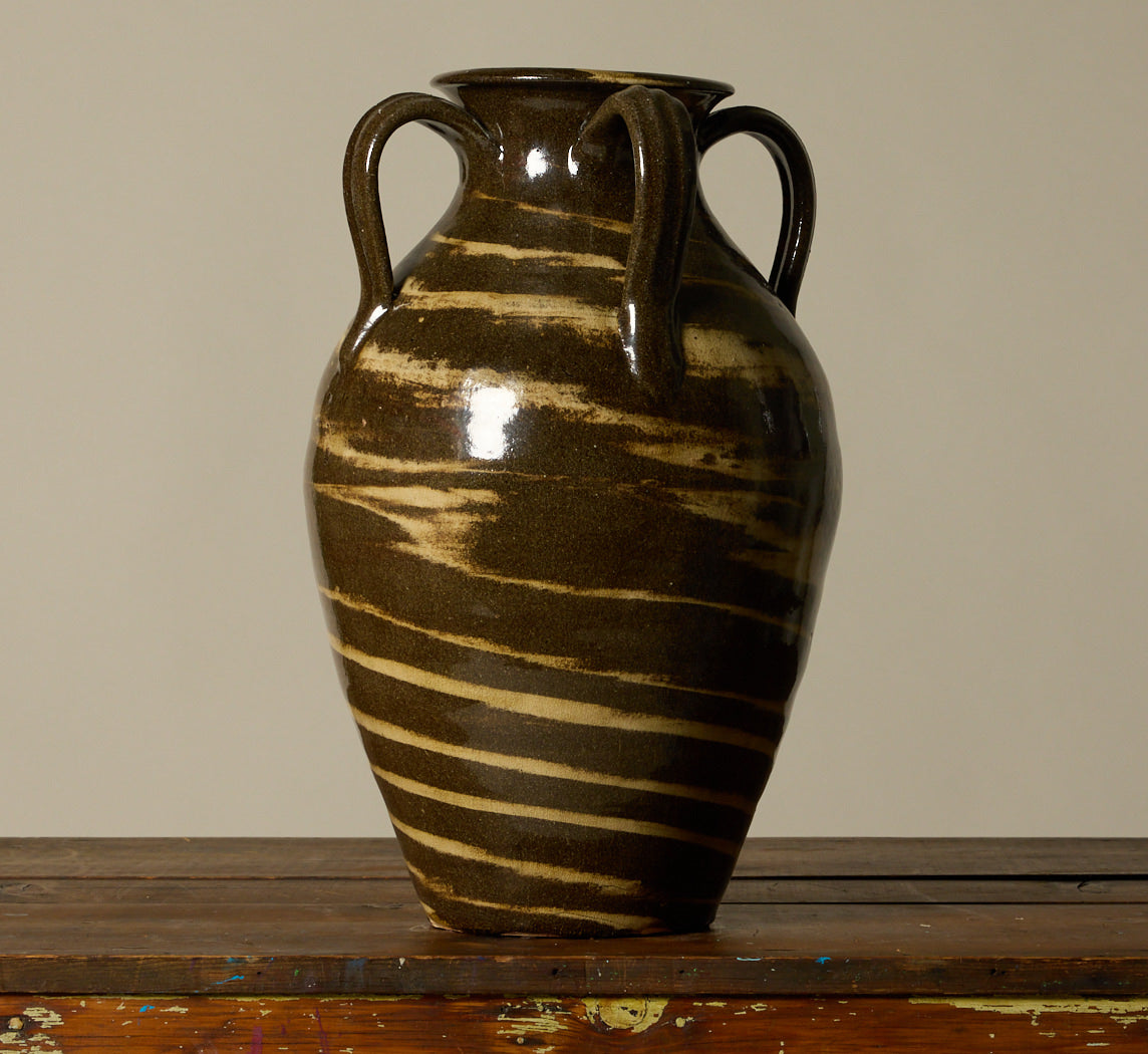 OVERSIZED EARTHENWARE FOLK ART SWIRL VASE II