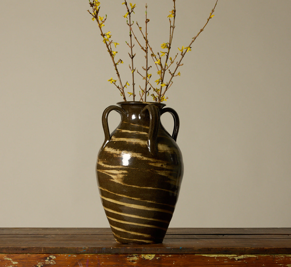 OVERSIZED EARTHENWARE FOLK ART SWIRL VASE II