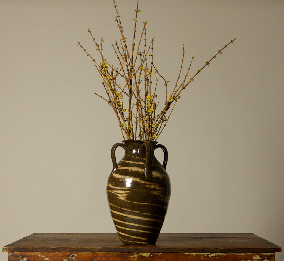OVERSIZED EARTHENWARE FOLK ART SWIRL VASE II