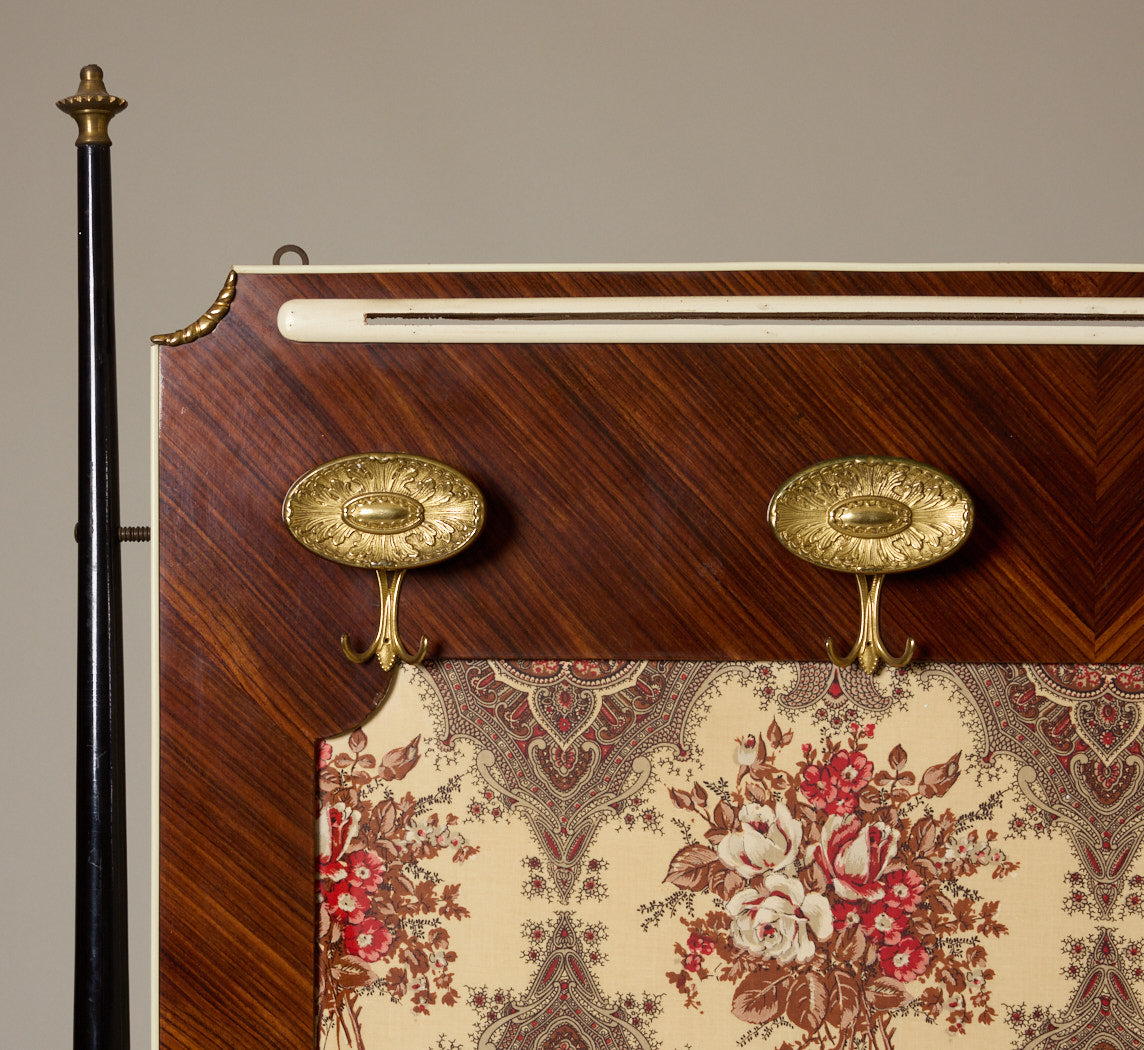 ITALIAN MID CENTURY ROSEWOOD UPHOLSTERED HALL TREE