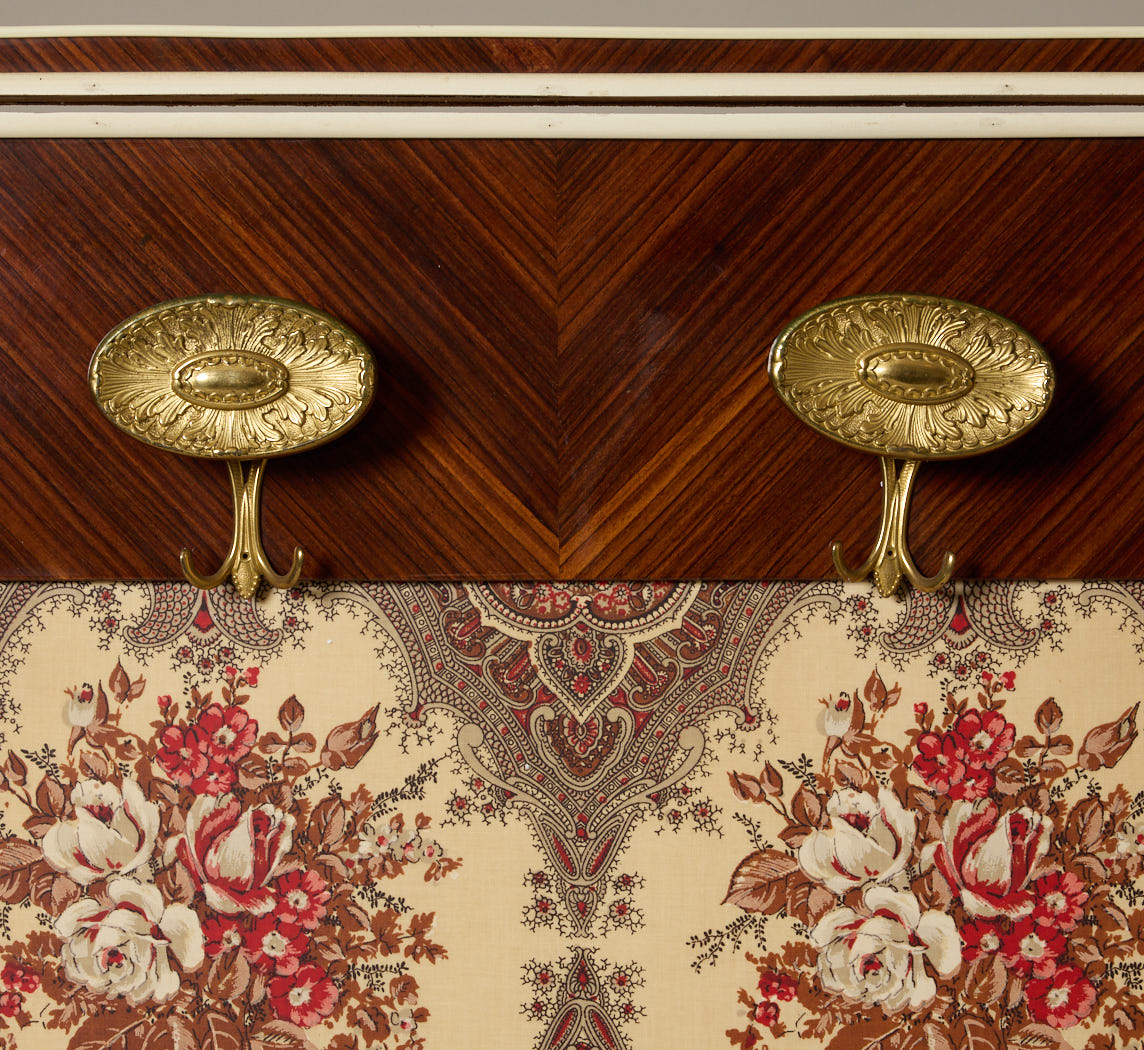 ITALIAN MID CENTURY ROSEWOOD UPHOLSTERED HALL TREE