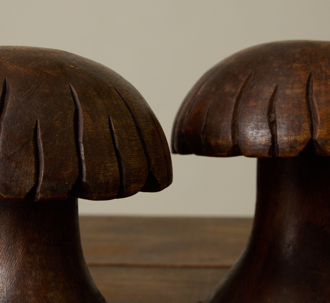 SET OF 3 FOLK ART CARVED MUSHROOMS