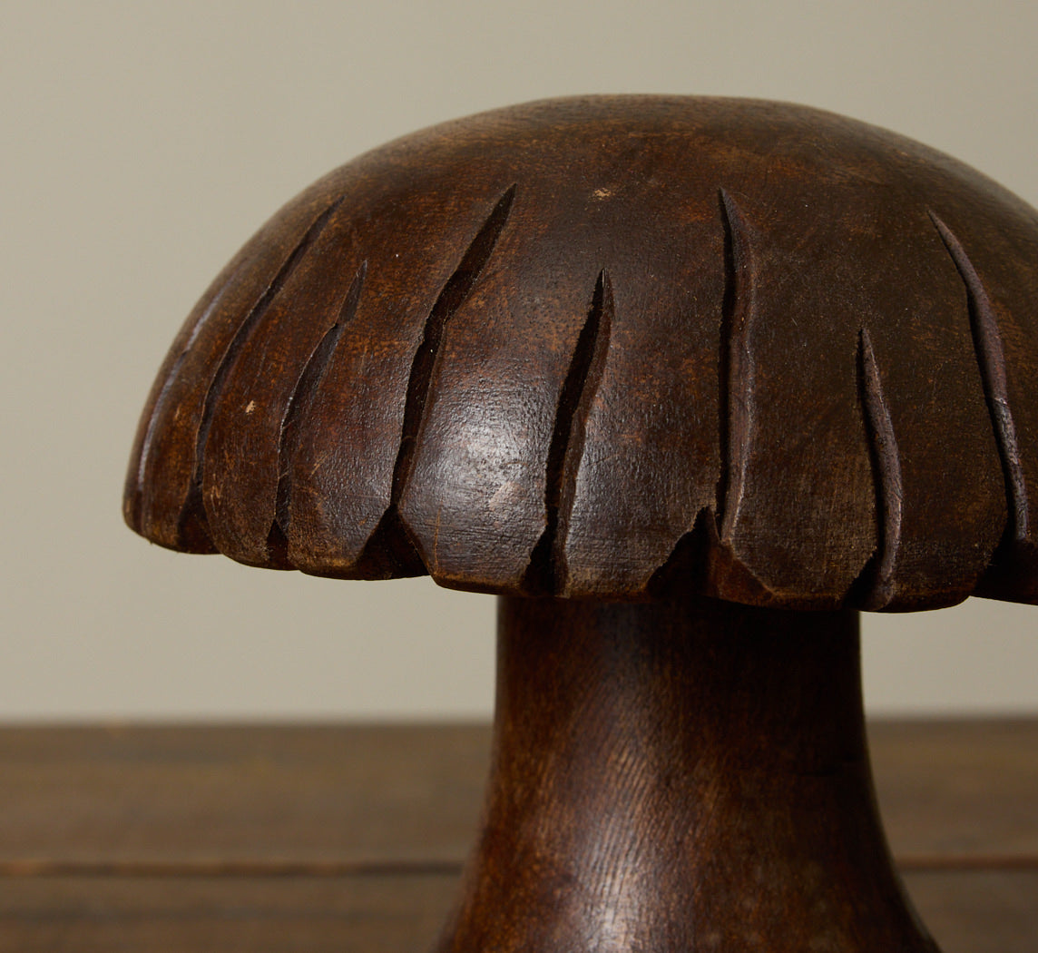 SET OF 3 FOLK ART CARVED MUSHROOMS