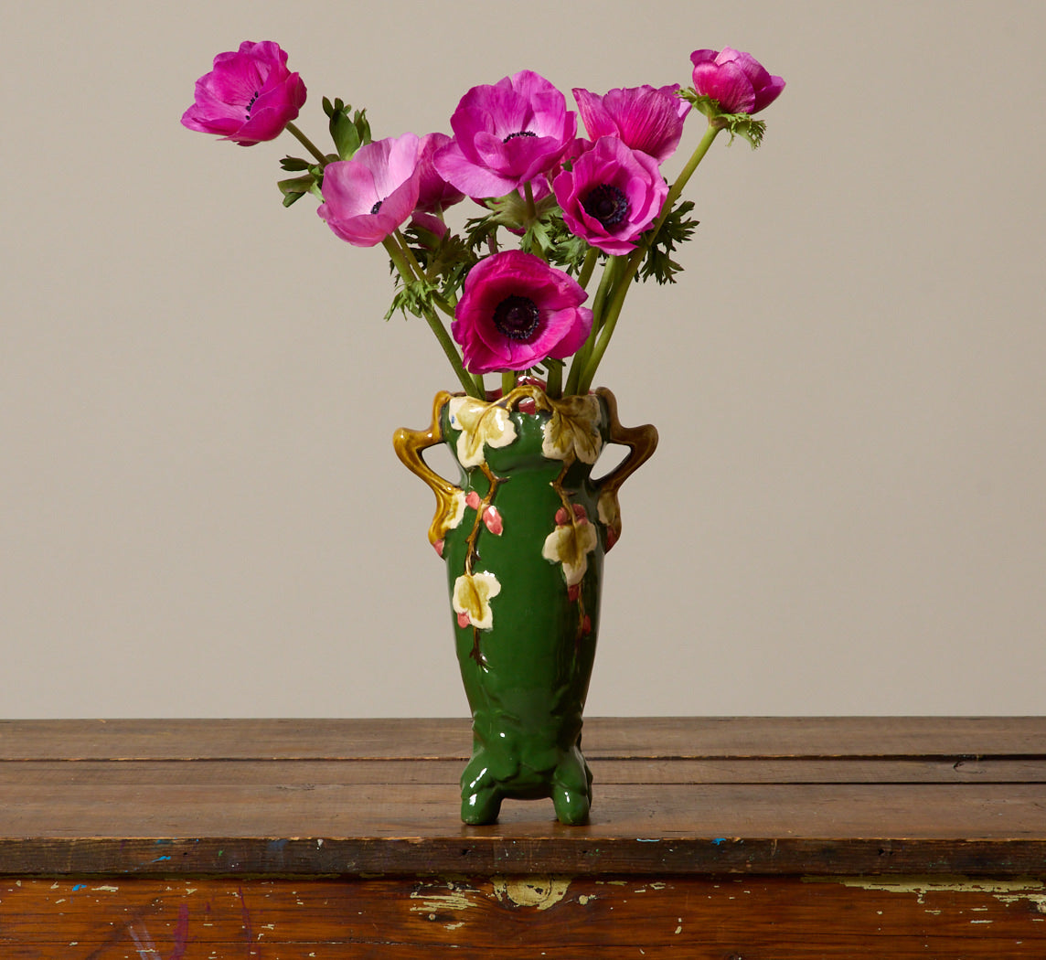FRENCH ART NOUVEAU BARBOTINE FOOTED FLORAL VASE, C. 1910 – Pierce & Ward