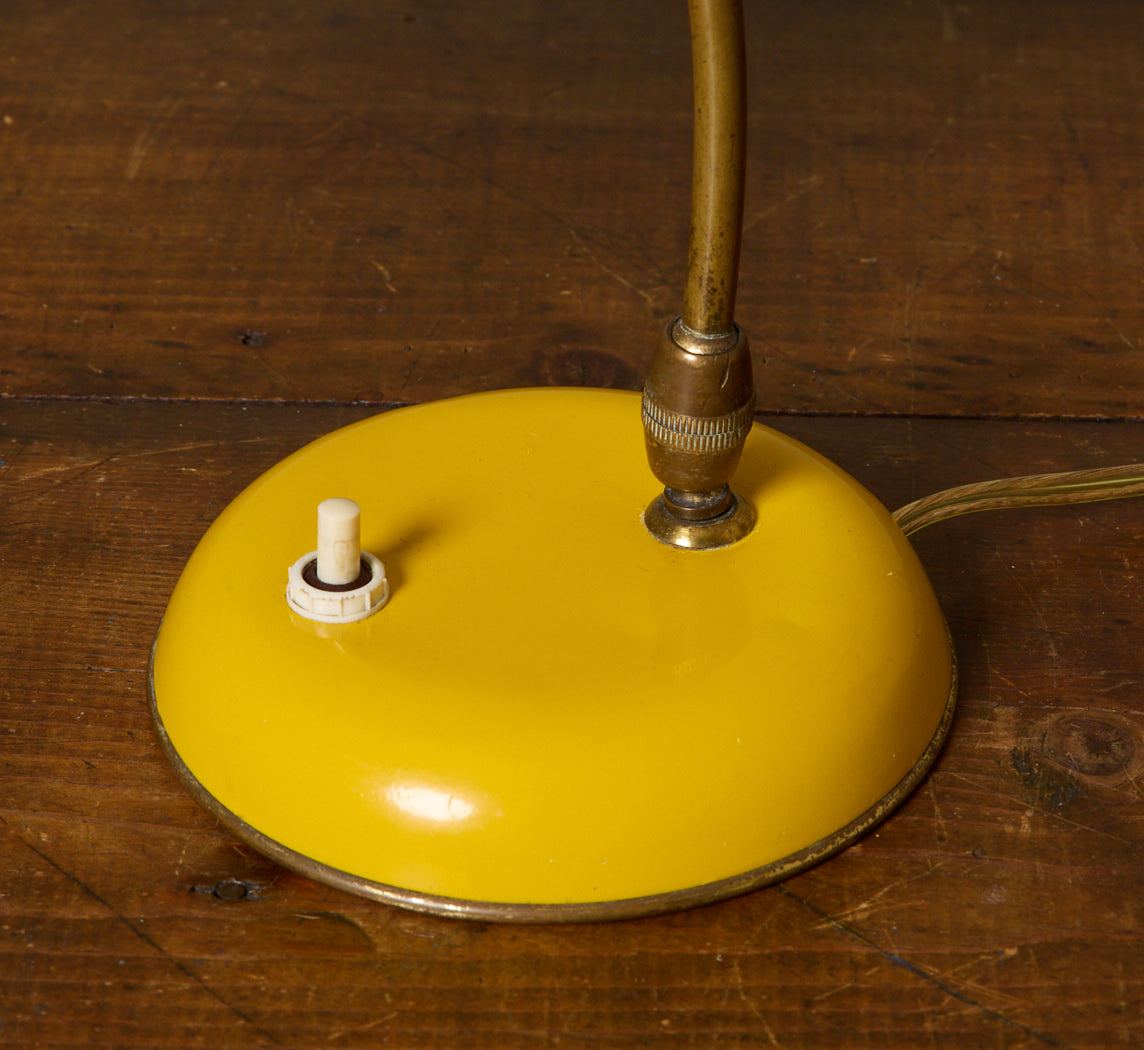 MID CENTURY ITALIAN BRASS & MUSTARD DESK LAMP