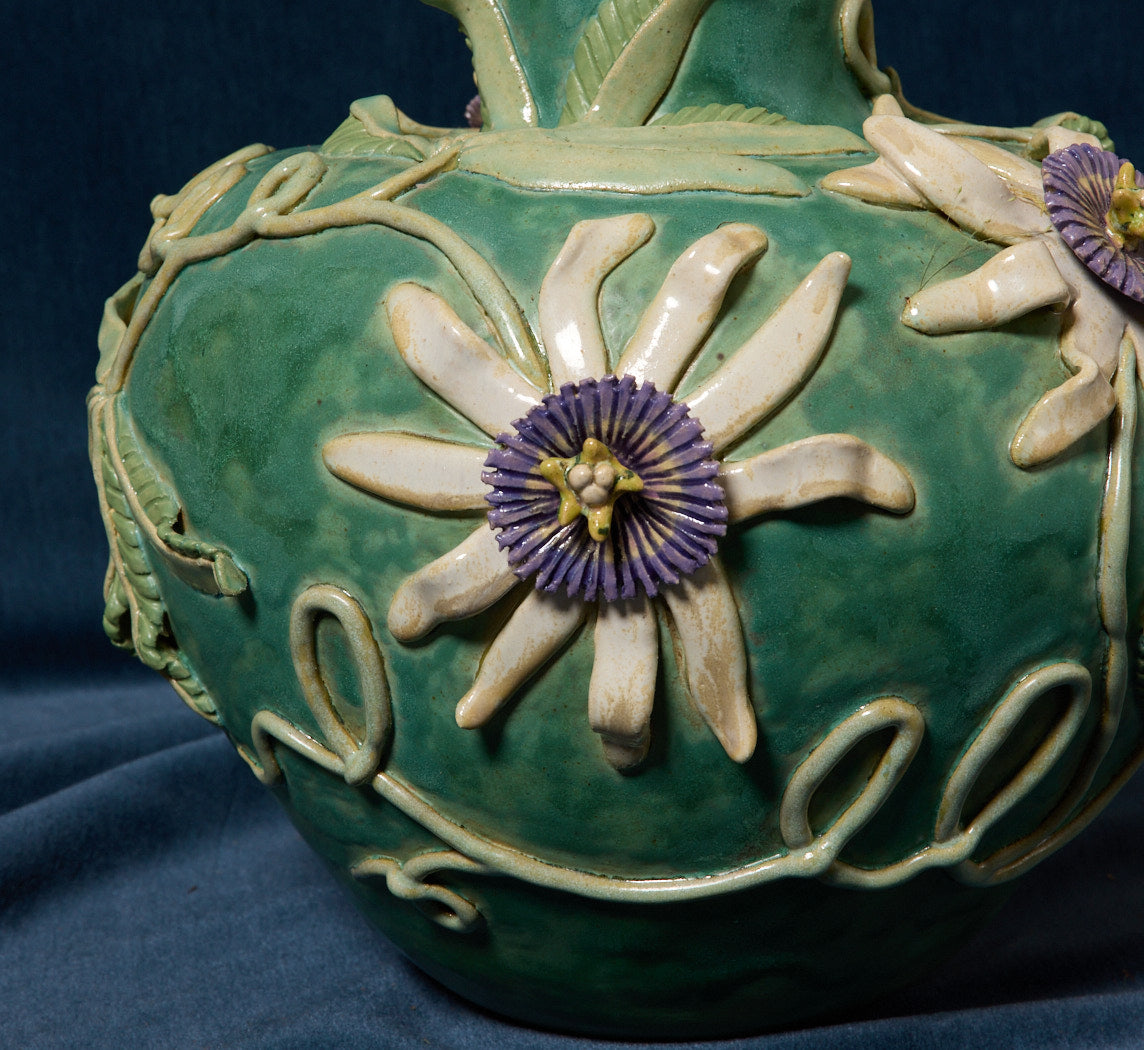 LARGE PASSION FLOWER VASE BY PEARCE WILLIAMS