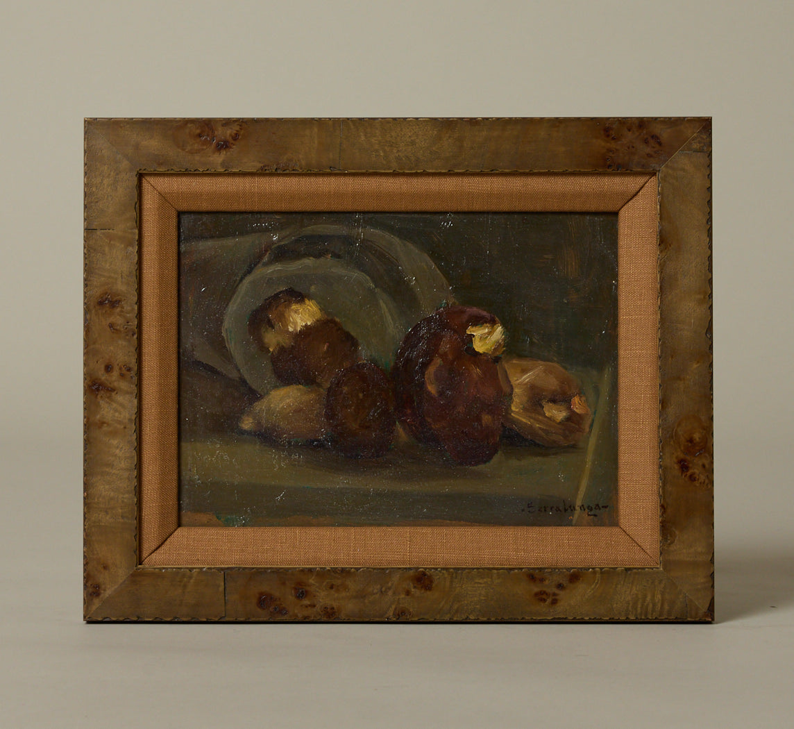 EARLY 19TH CENTURY ITALIAN STILL LIFE OF FUNGI BY LUIGI SERRALUNGA (1880-1940)