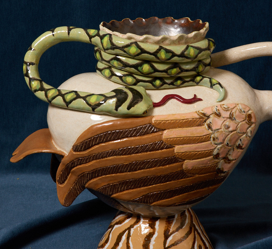 HERON AND SNAKE VESSEL BY PEARCE WILLIAMS