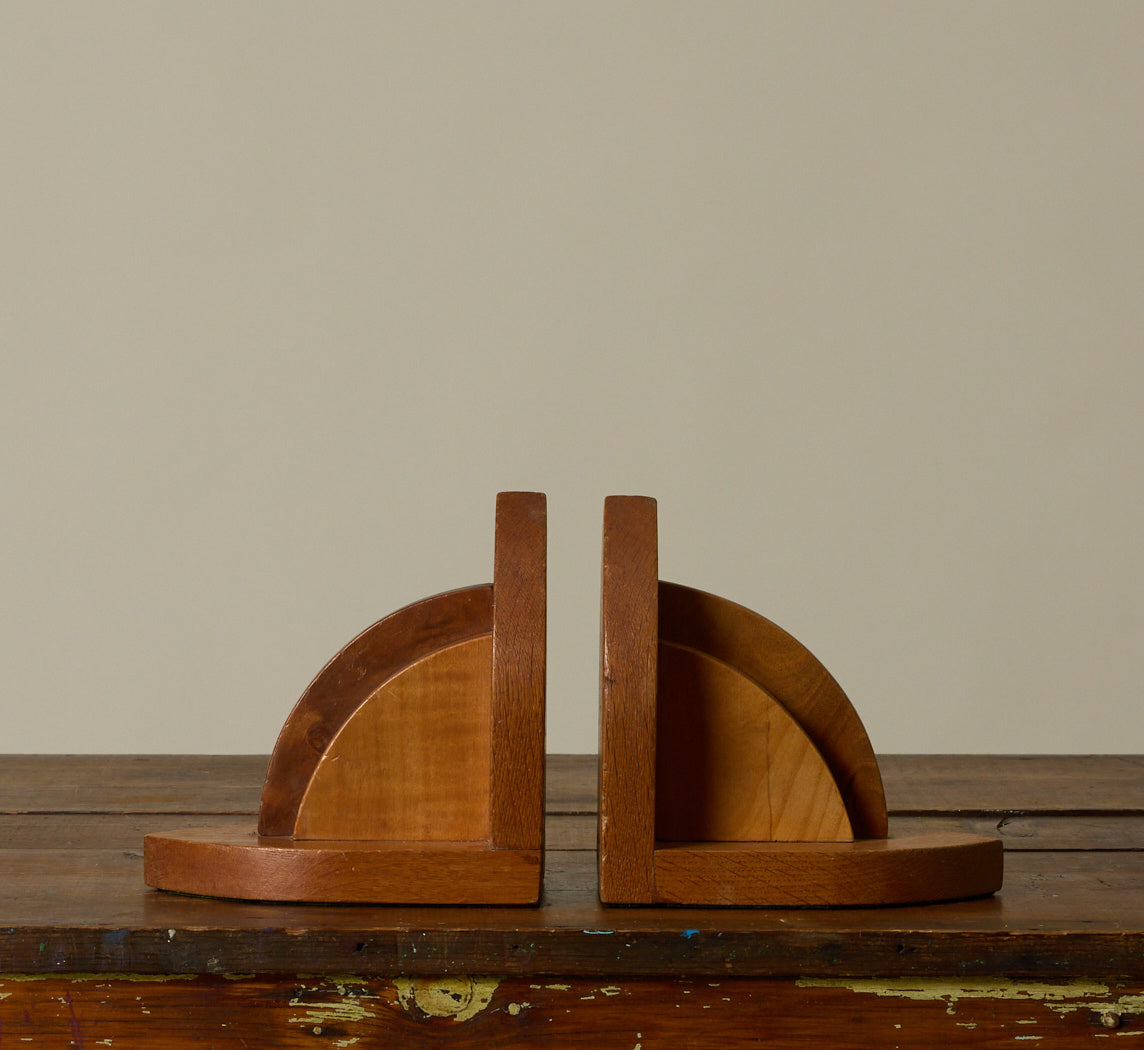 1930S FRENCH ART DECO WOODEN BOOKENDS