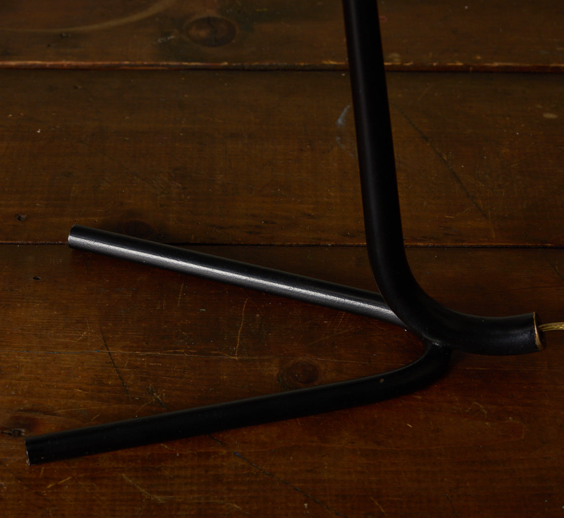 ITALIAN METAL FOOTED TABLE LAMP WITH YELLOW ENAMEL SHADE