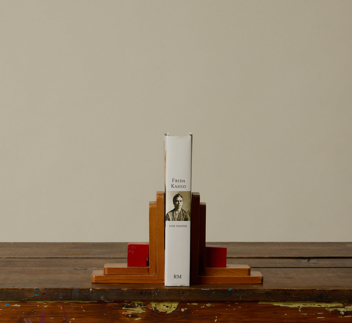 1930S FRENCH WOODEN BOOKENDS