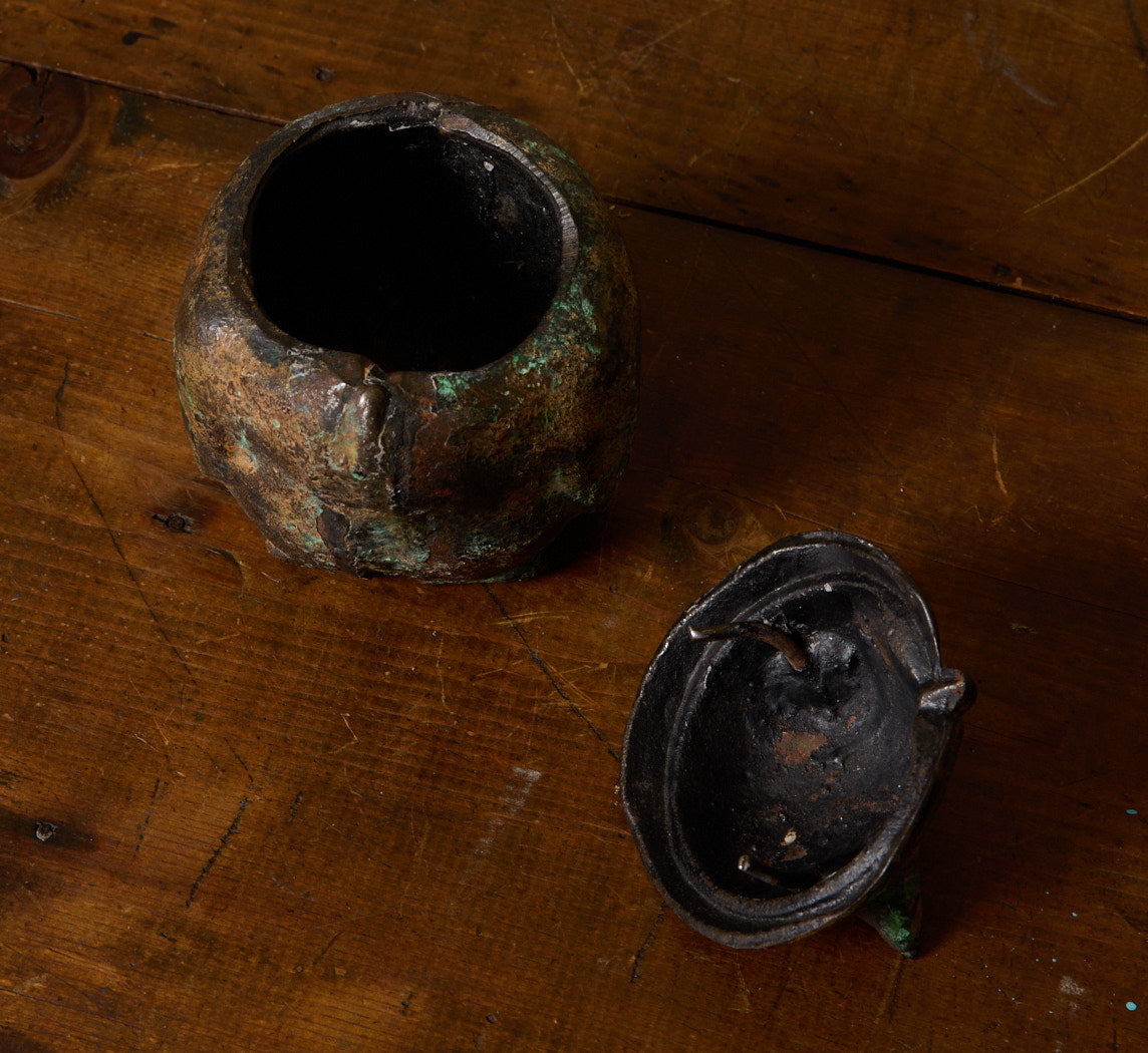 VINTAGE JAPANESE CAST IRON OWL INCENSE BURNER