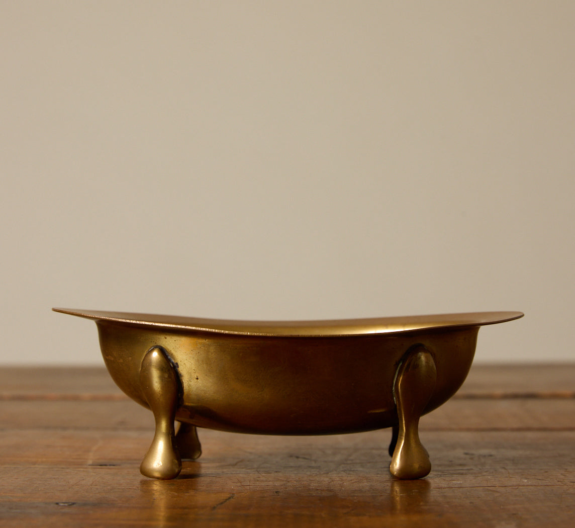 VINTAGE CLAWFOOT BRASS TRINKET DISH