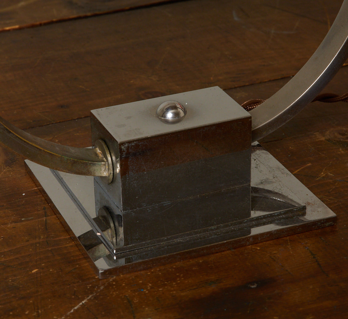 1930S FRENCH MODERNIST CHROME TABLE LAMP