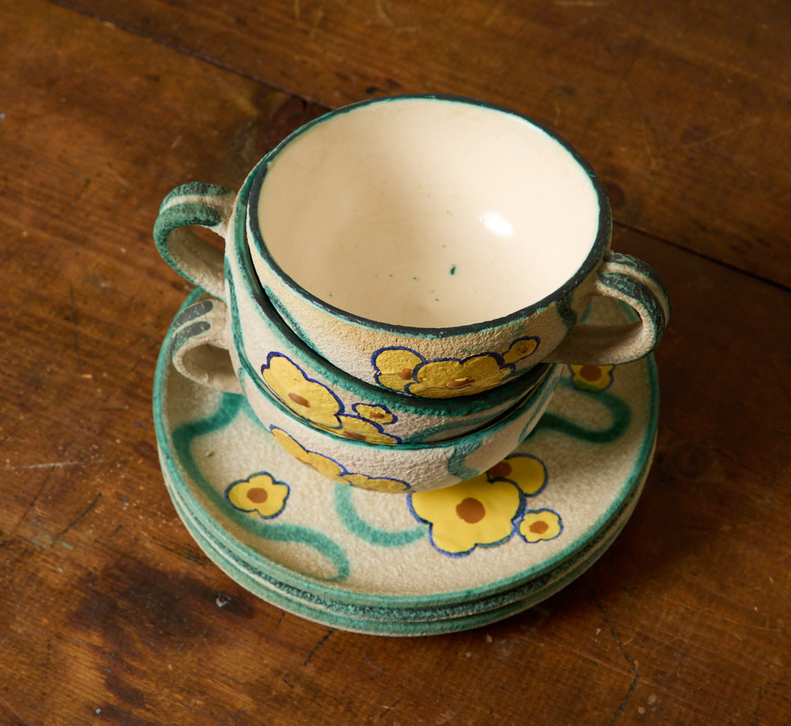 VINTAGE ITALIAN FLORAL CERAMIC TEA SERVICE