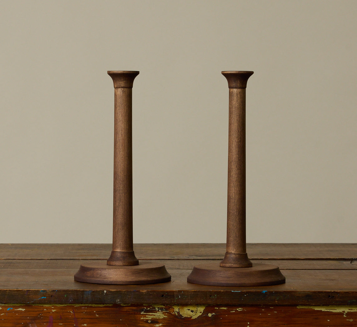 PAIR OF VINTAGE BIRCH WOOD CANDLESTICKS