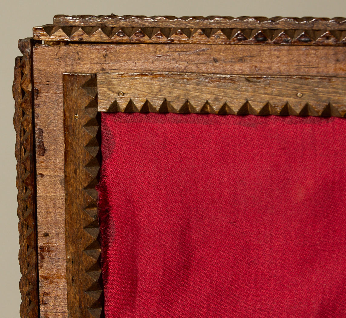 EARLY AMERICAN TRAMP ART JEWELRY BOX