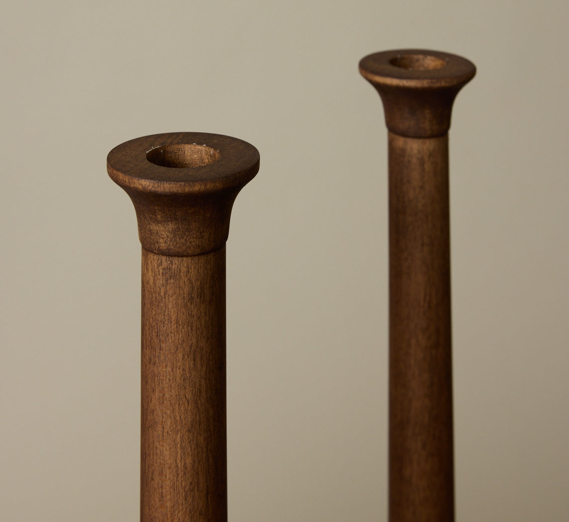 PAIR OF VINTAGE BIRCH WOOD CANDLESTICKS