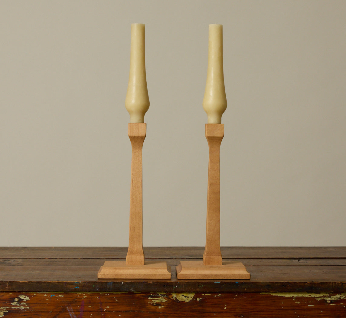 PAIR OF BIRCH WOOD CANDLESTICK HOLDERS