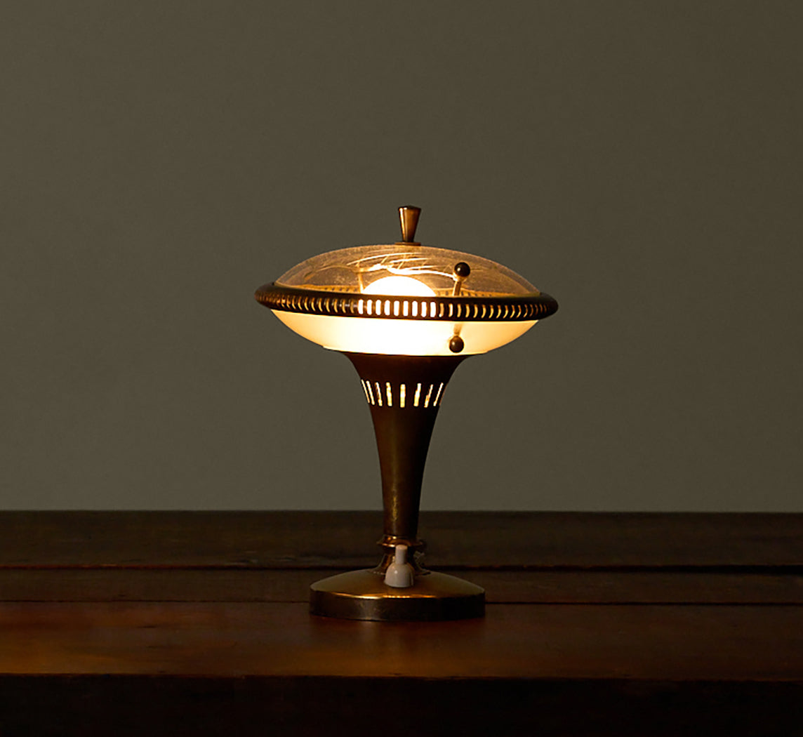1940S ITALIAN GLASS AND BRASS TABLE LAMP
