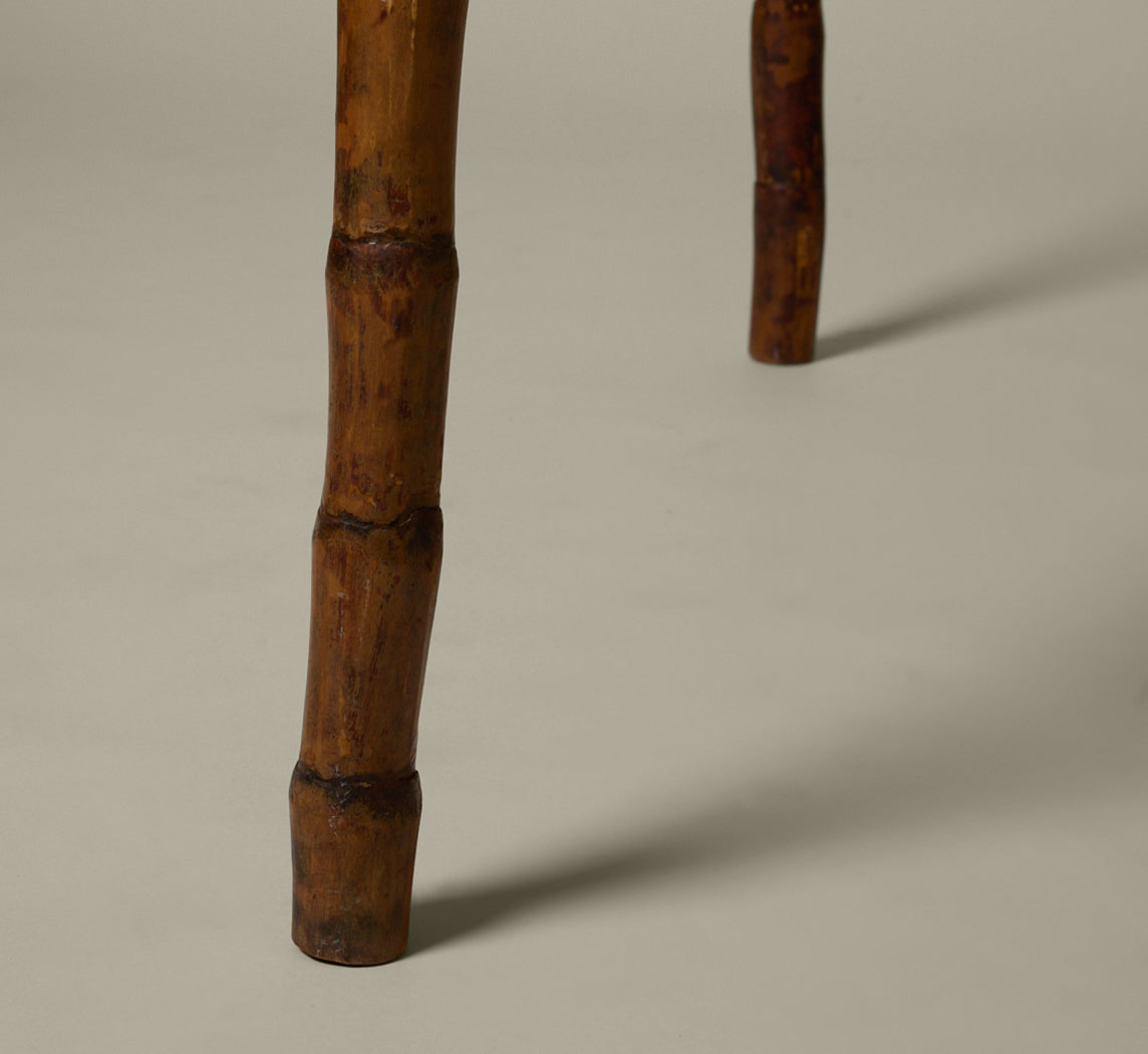 ENGLISH BAMBOO TABLE WITH PAINTED CRANES, CIRCA 1960