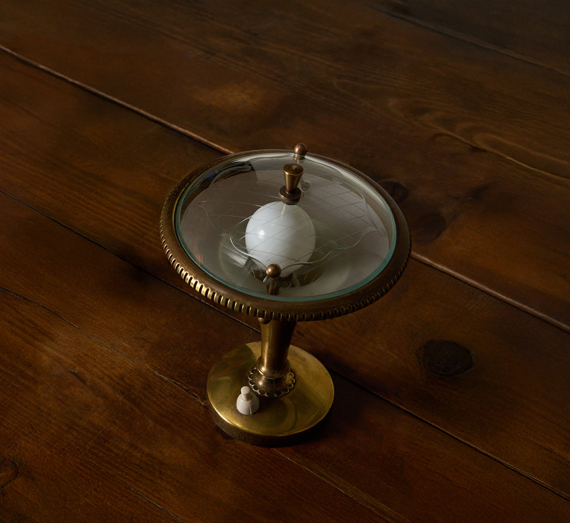 1940S ITALIAN GLASS AND BRASS TABLE LAMP
