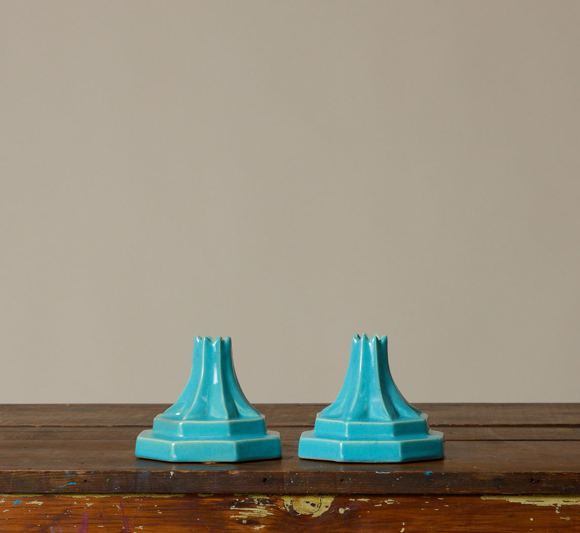 PAIR OF ART DECO CERAMIC CANDLE HOLDERS