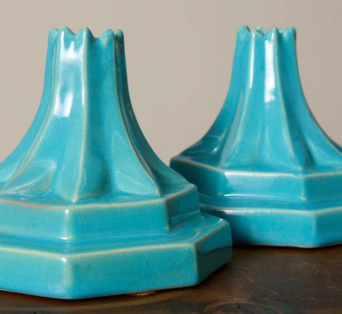 PAIR OF ART DECO CERAMIC CANDLE HOLDERS