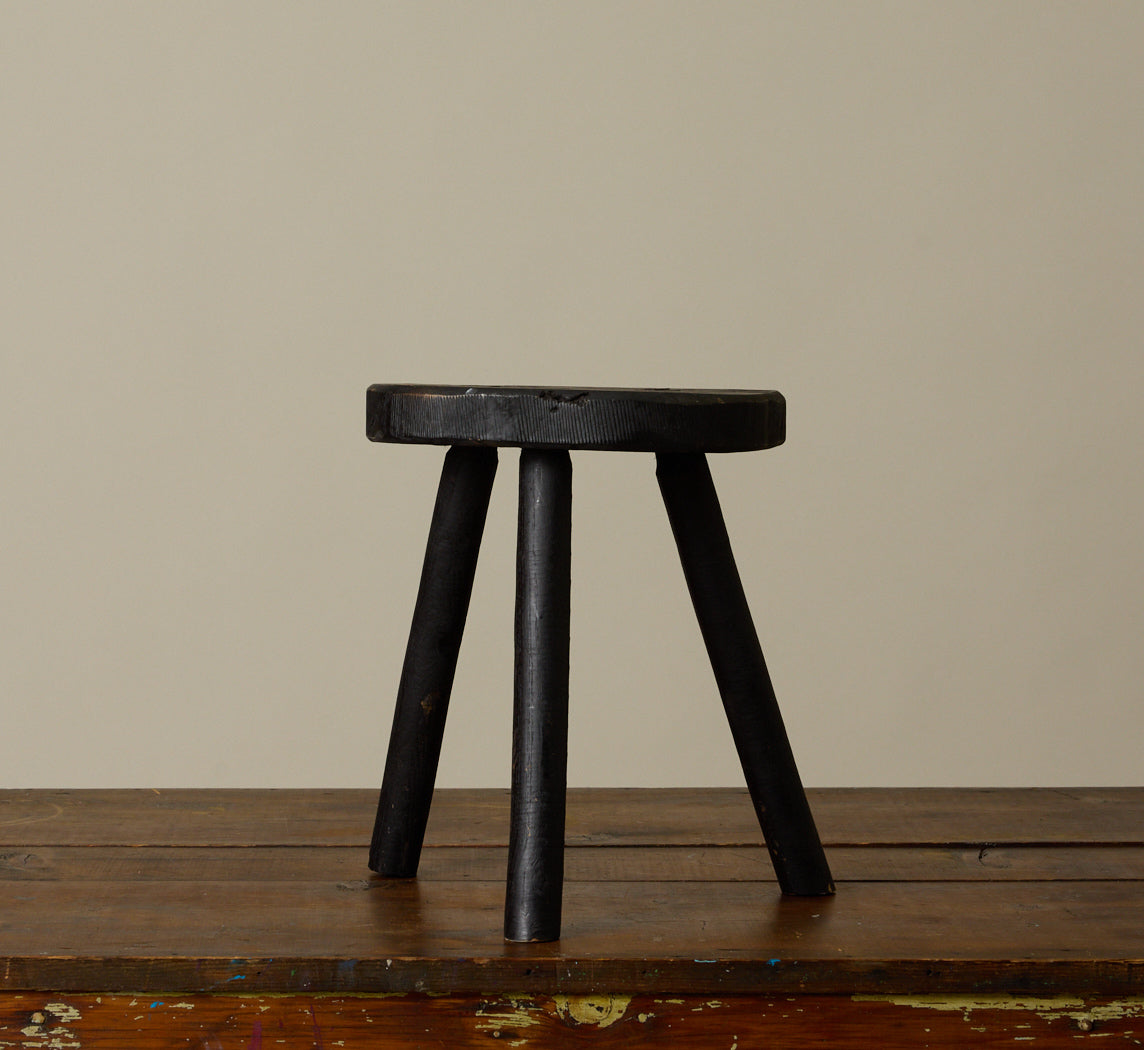 ITALIAN BLACK PAINTED WOODEN STOOL