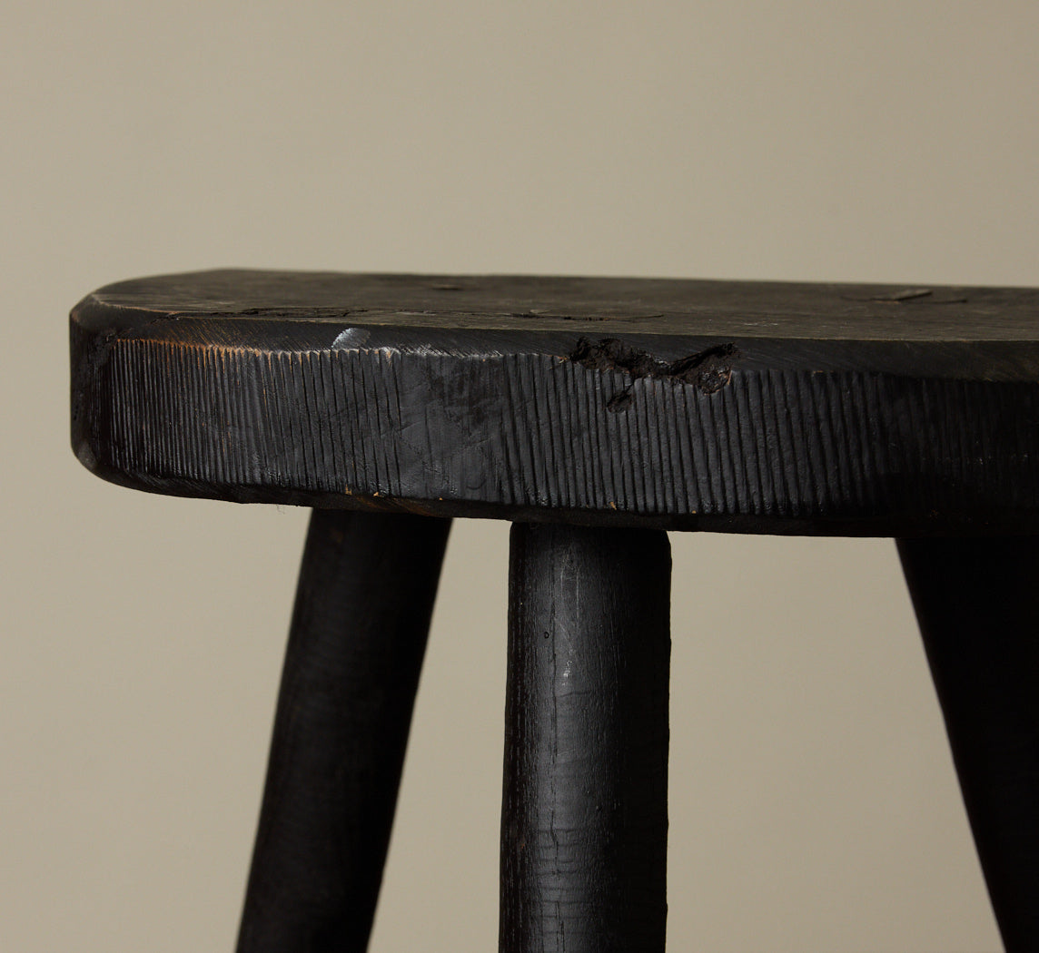 ITALIAN BLACK PAINTED WOODEN STOOL