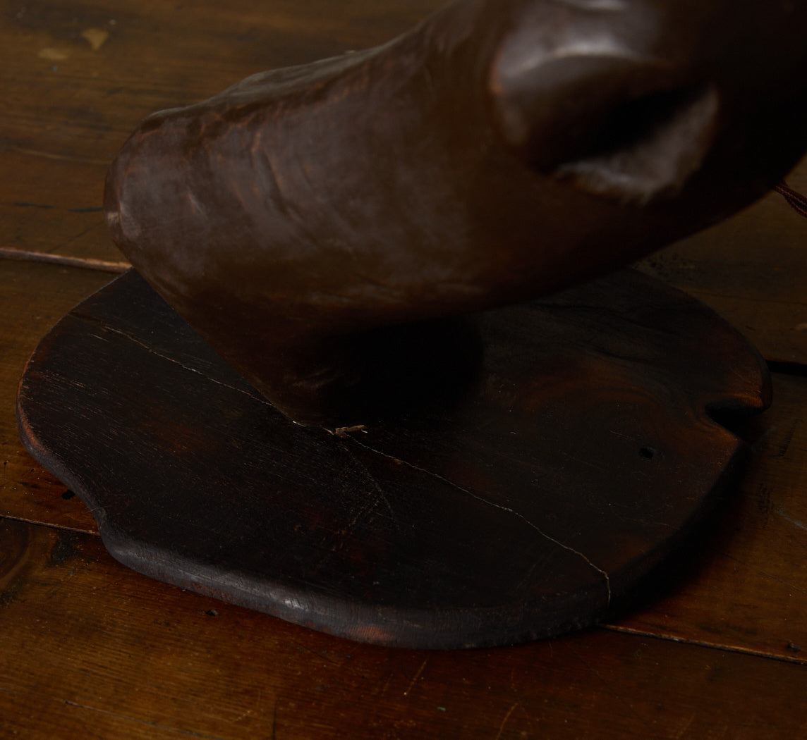 1960S BRUTALIST SCULPTURAL WOOD TABLE LAMP