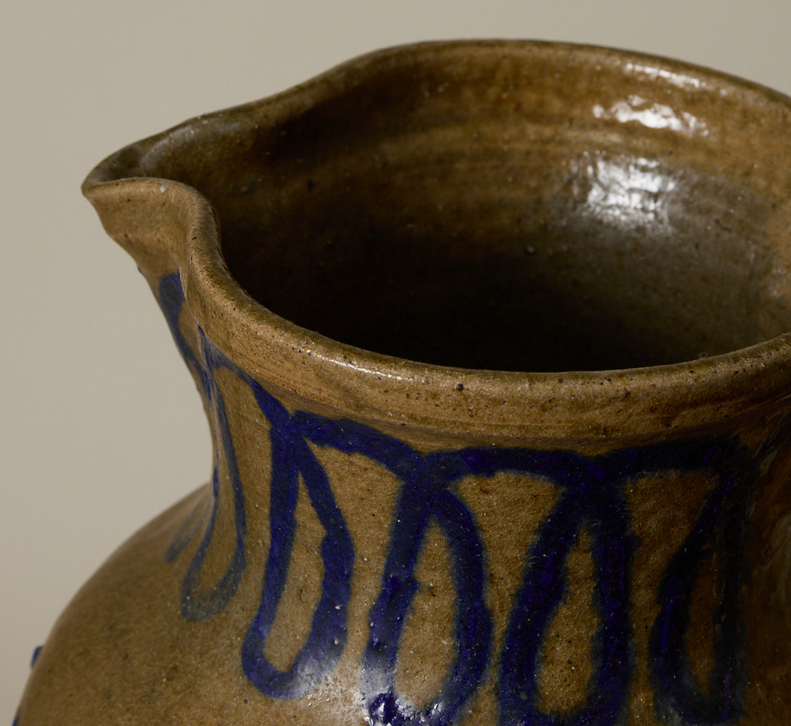 EARTHENWARE FOLK ART LOOP PITCHER
