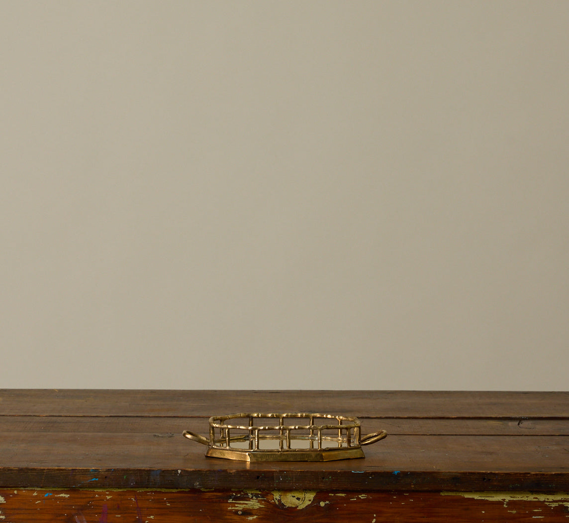 VINTAGE BRASS BAMBOO PETITE VANITY TRAY