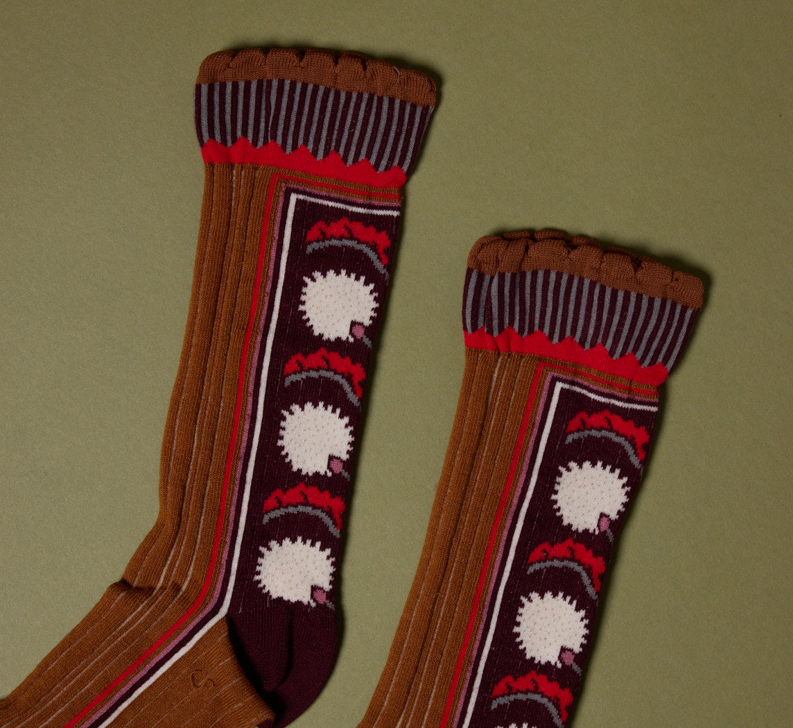 EXQUISITE J SOCKS IN ABSTRACT SIENNA