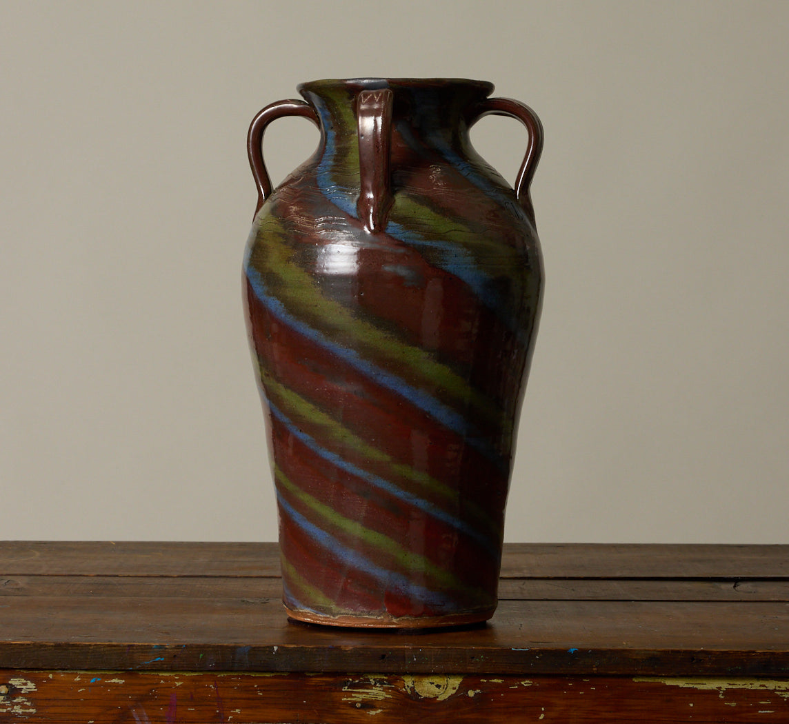 LARGE FOLK ART SWIRL FLOOR VASE