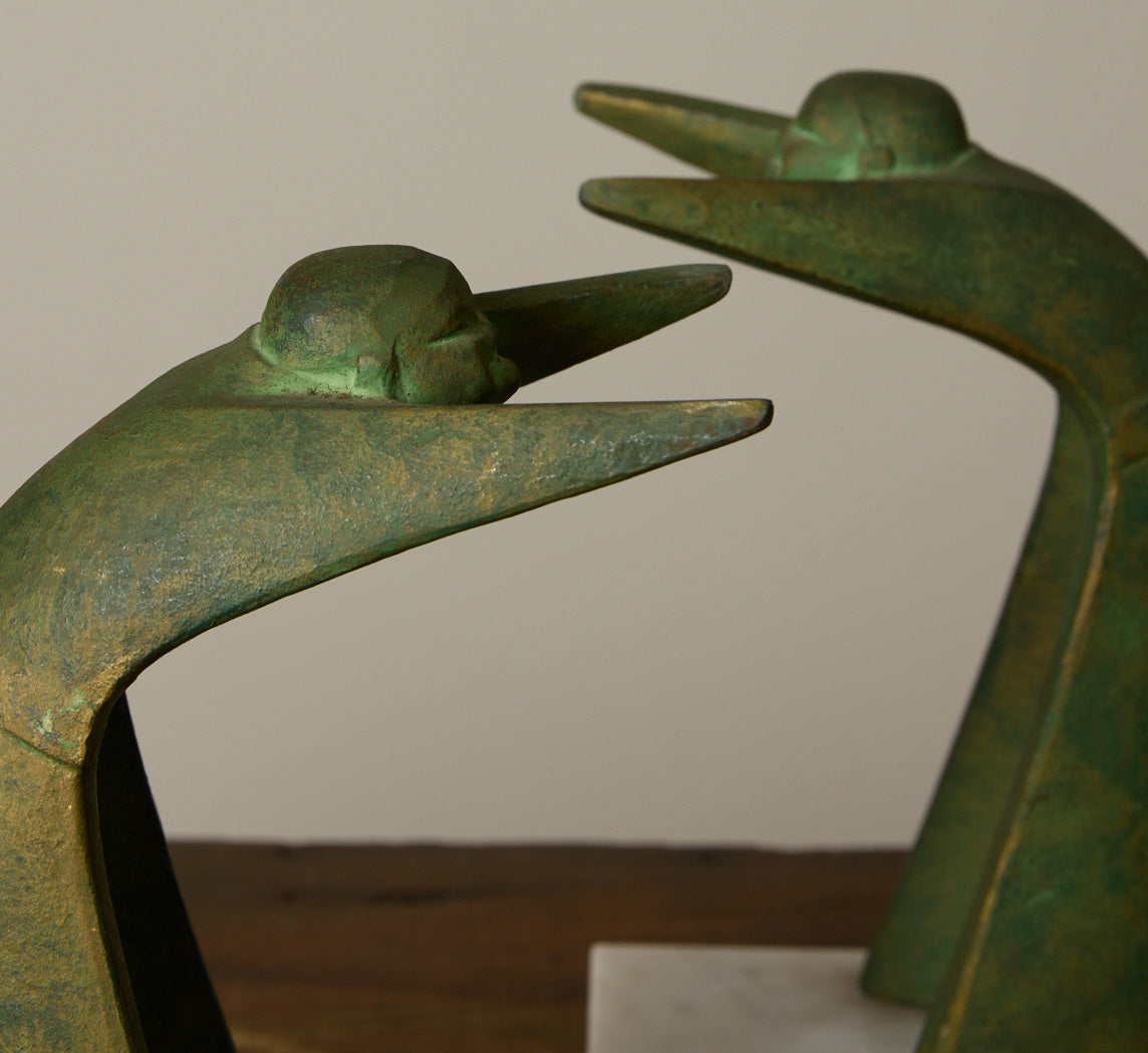 VINTAGE JAPANESE CAST IRON TWINS BY SAEGUSA SOTARO