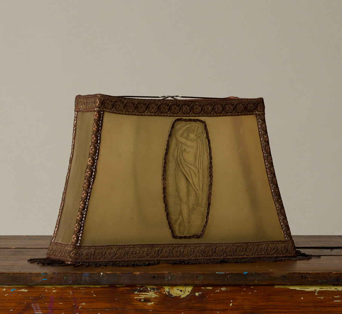 1920S FRENCH HAND PAINTED ART DECO LAMP SHADE
