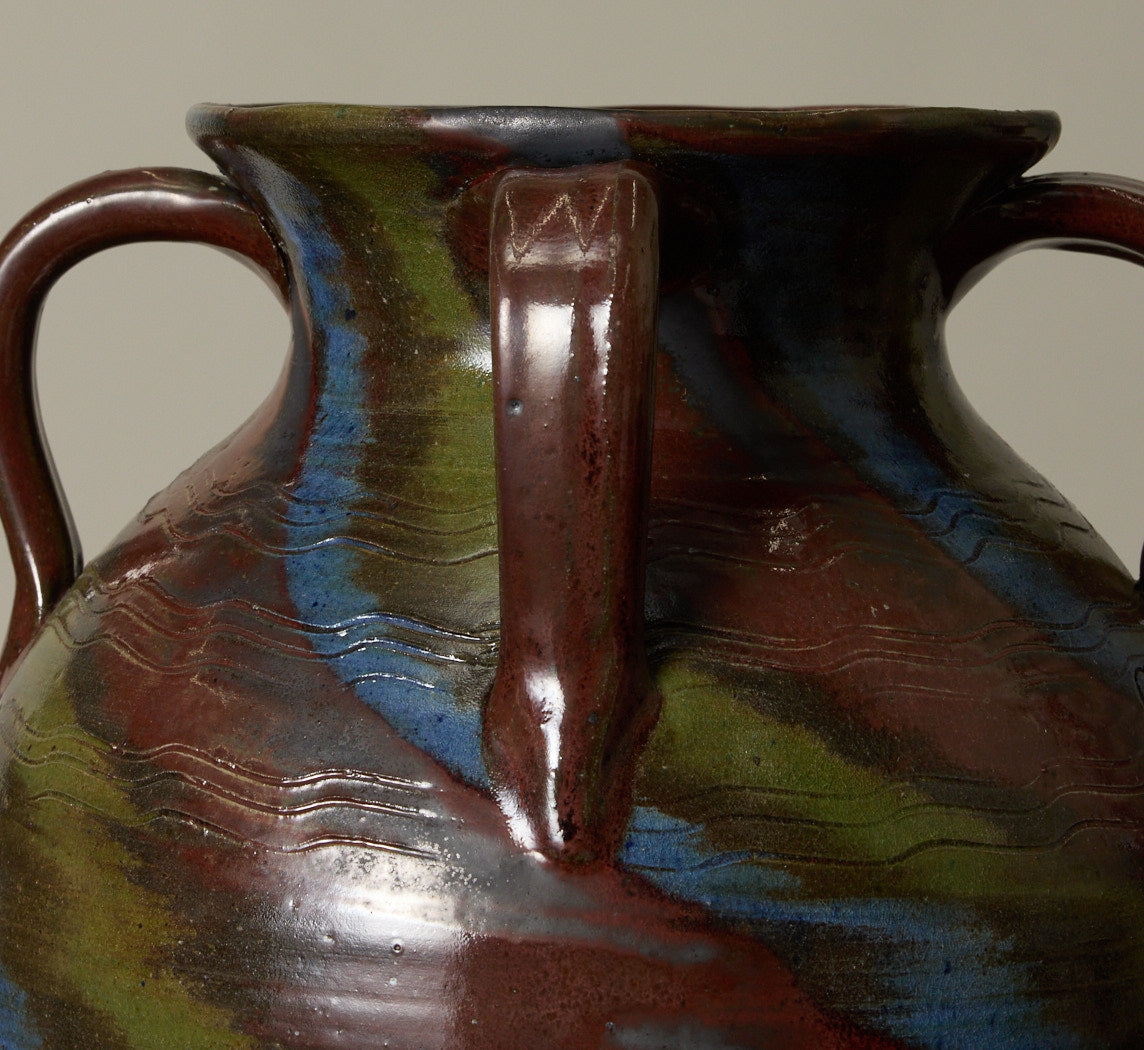 LARGE FOLK ART SWIRL FLOOR VASE