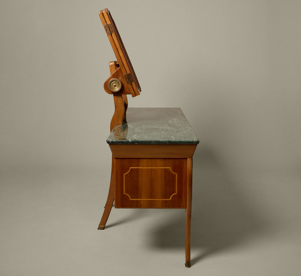 1940S ITALIAN NOVECENTO WALNUT & MARBLE VANITY SET