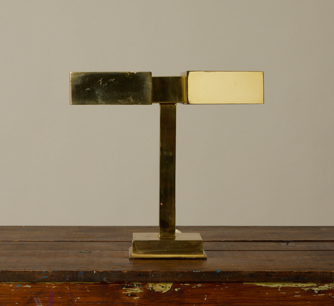 MID CENTURY MODERN BRASS LAUREL BANKERS LAMP