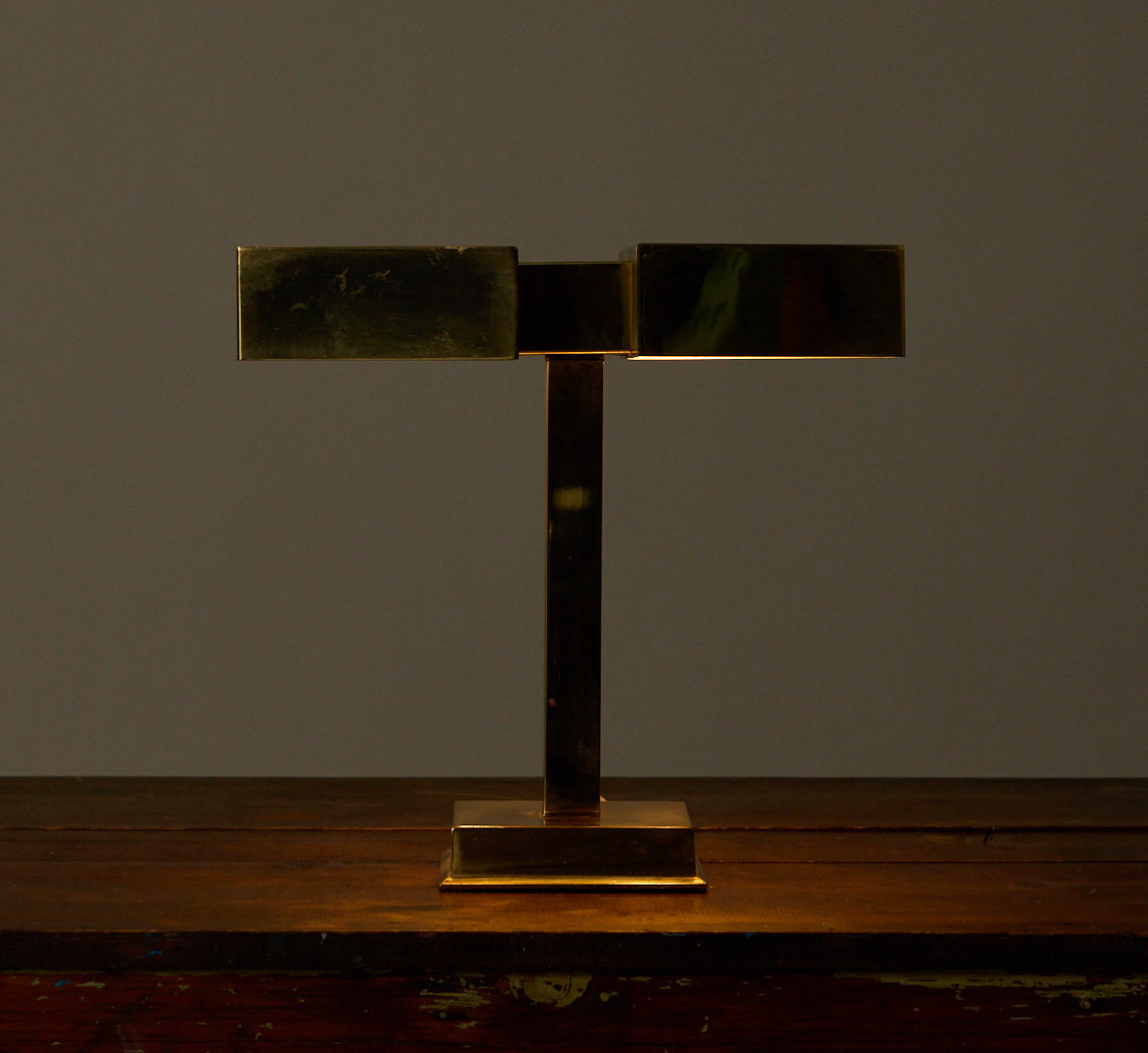 MID CENTURY MODERN BRASS LAUREL BANKERS LAMP