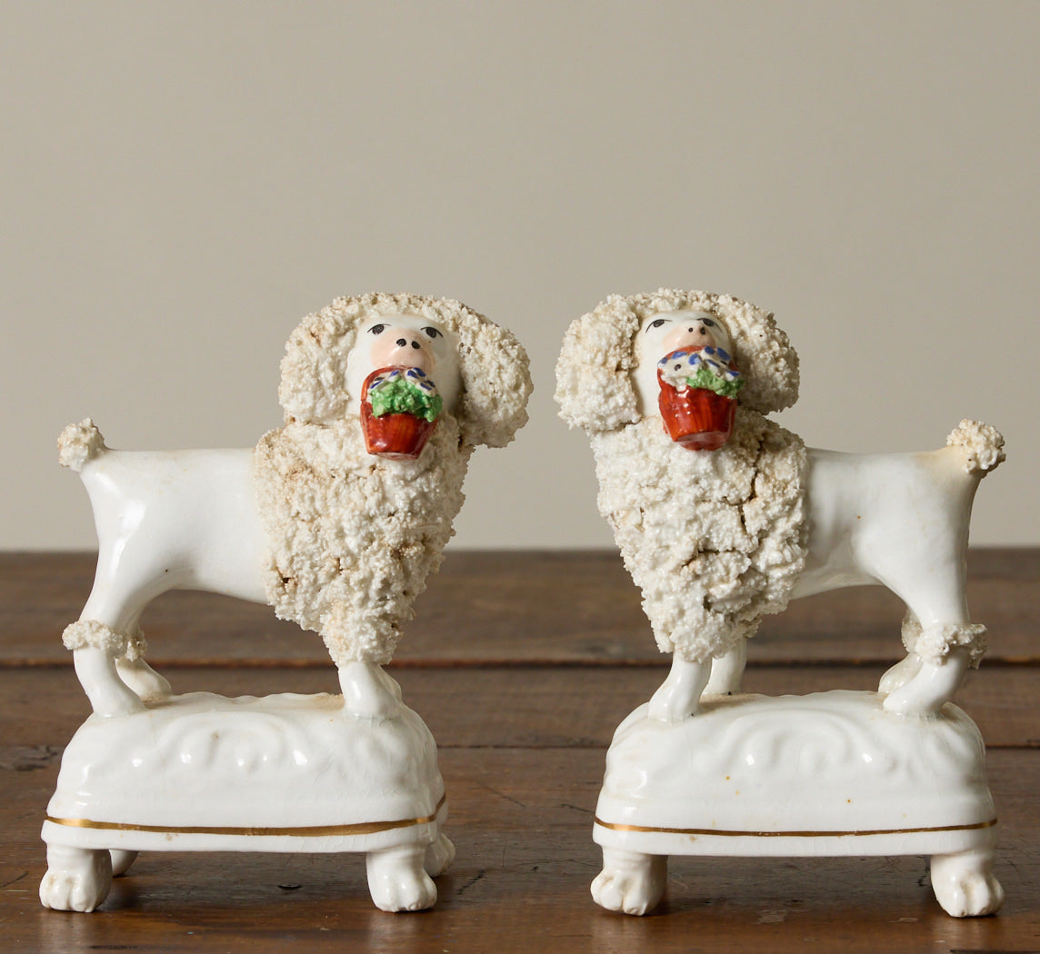PAIR OF ENGLISH STAFFORDSHIRE POODLE DOG