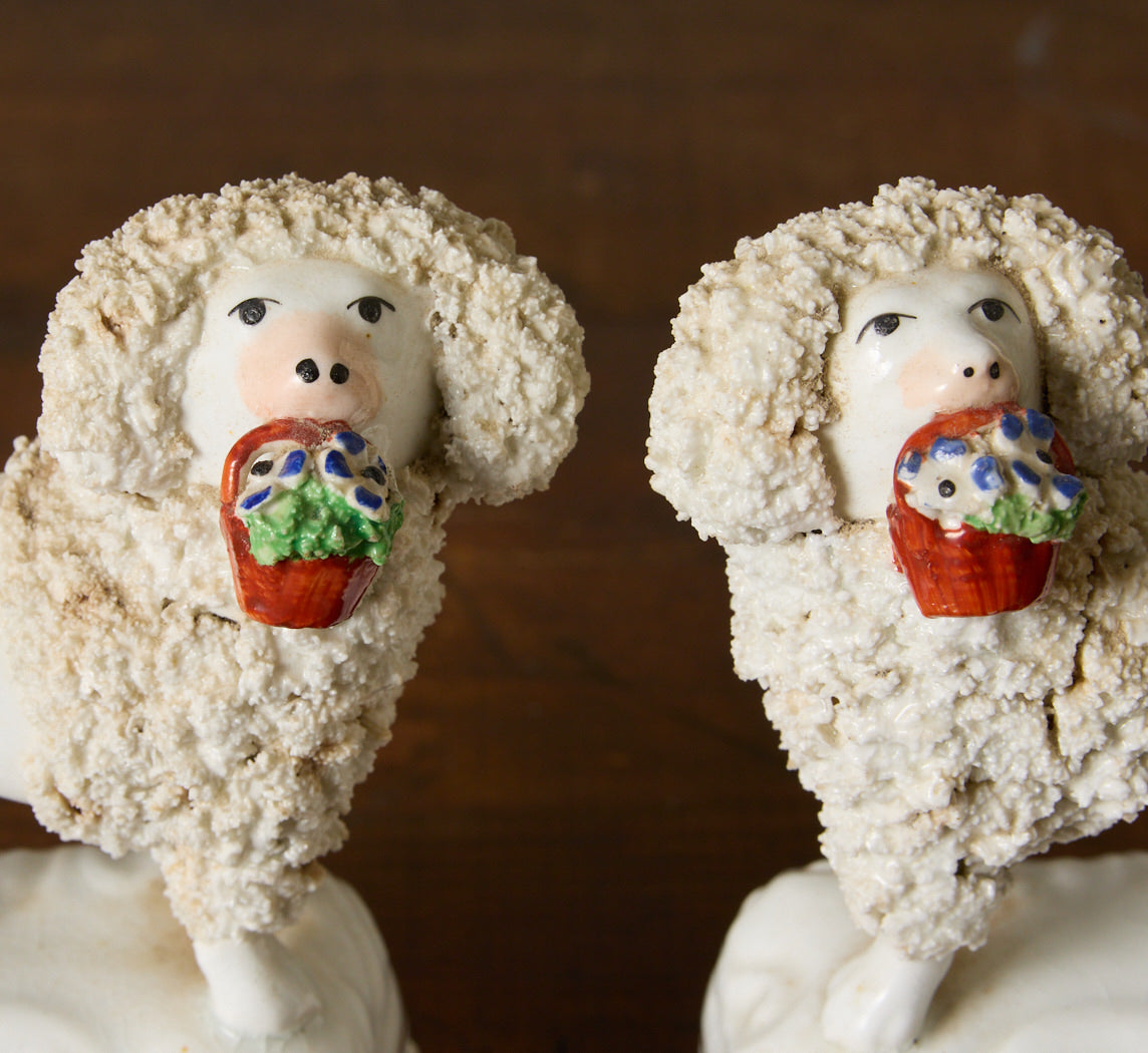 PAIR OF ENGLISH STAFFORDSHIRE POODLE DOG