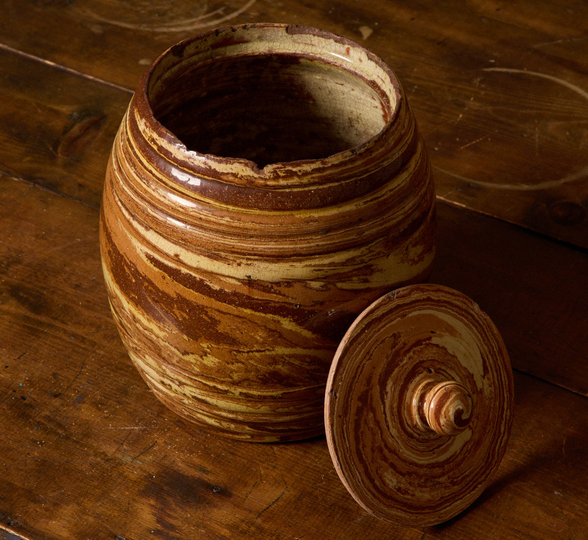 1890S MARBLED AGATEWARE JAR