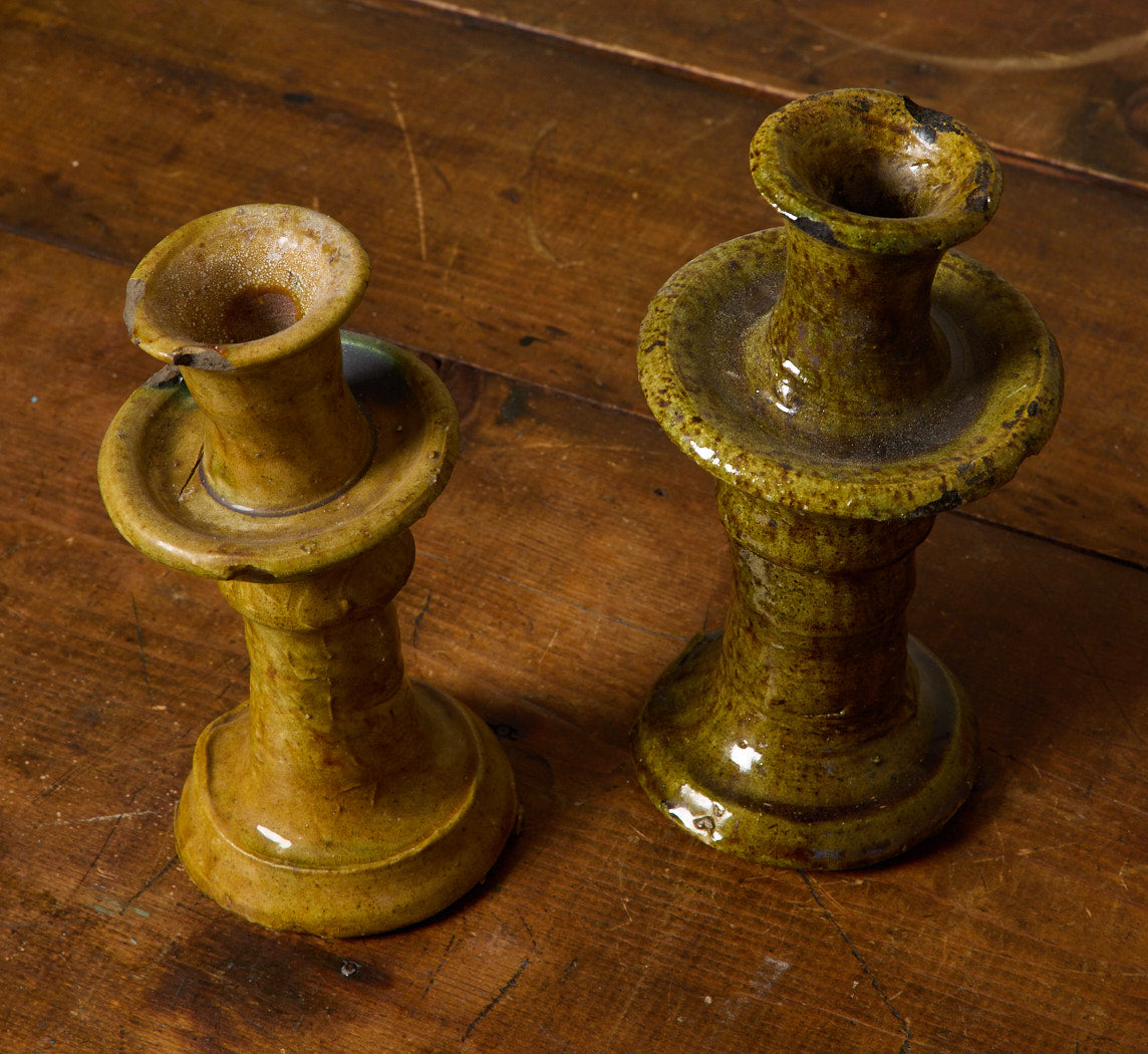 SMALL TAMEGROUTE CANDLESTICK HOLDER IN OCHER