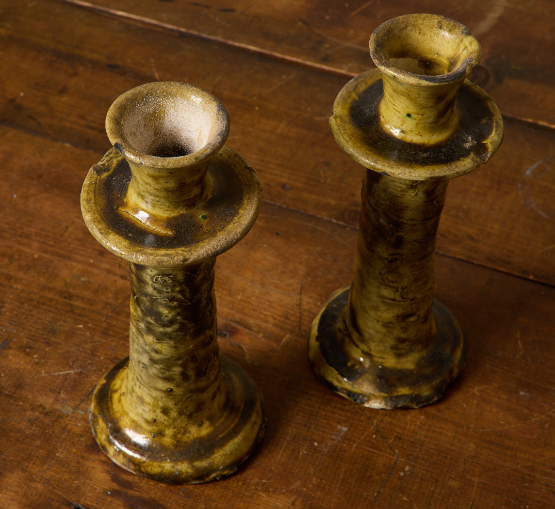 MEDIUM TAMEGROUTE CANDLESTICK HOLDER IN OCHER