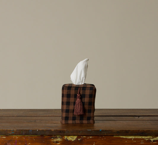 PIERCE & WARD TOFFEE PLAID TISSUE BOX COVER