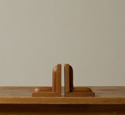 1930S FRENCH CARVED WOODEN ART DECO BOOKENDS