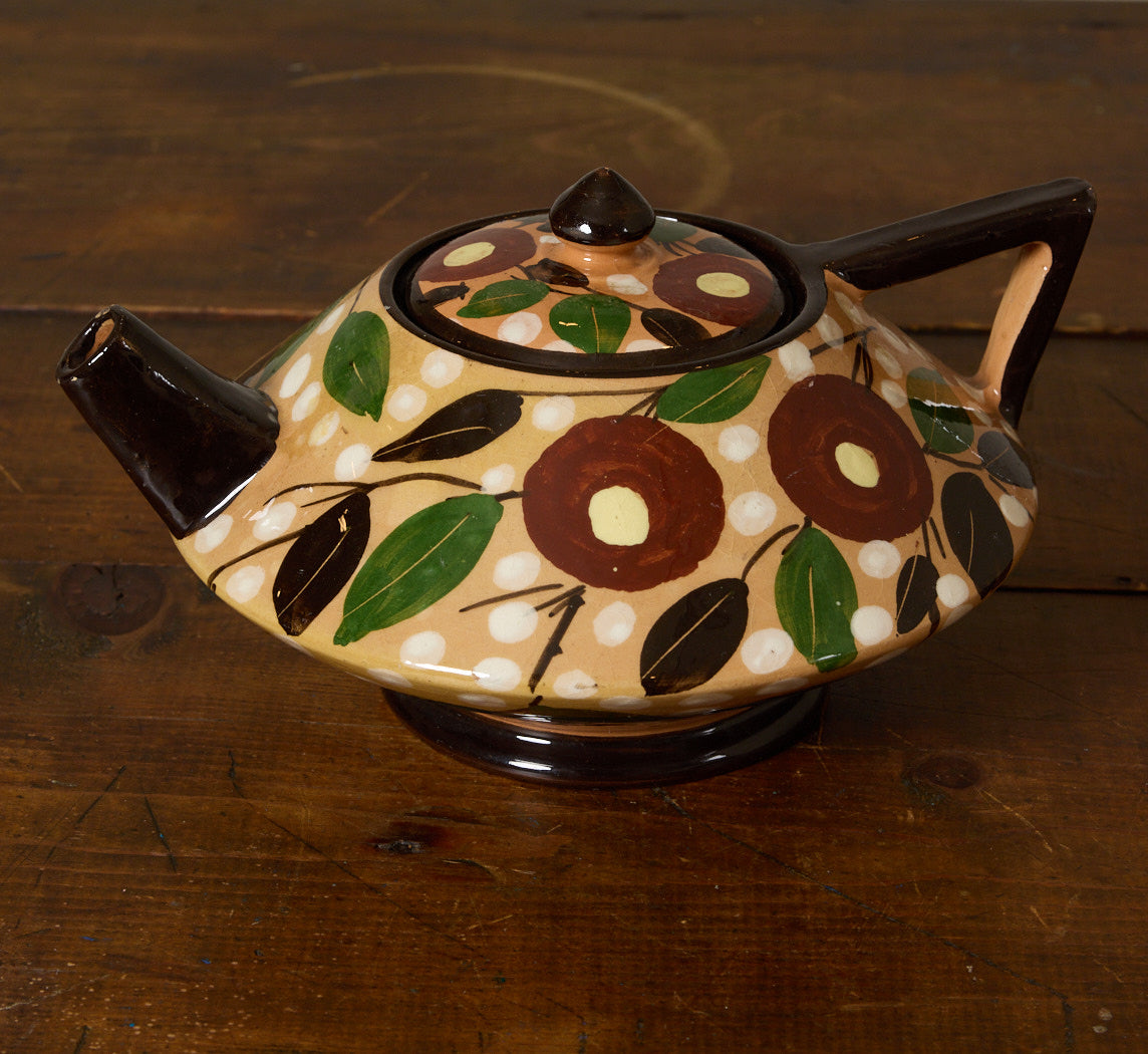 VINTAGE ITALIAN MAJOLICA HAND PAINTED TEAPOT